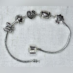 Real 925 sterling silver bracelet w 5 FREE charms of your choice.8.5” long.GIFT